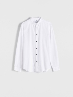 White Reserved Super Slim Fitstand Up Collar Men's Shirts | CWFQ-83025