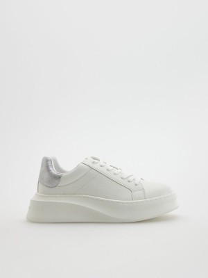 White Reserved Thick Sole Women's Sneakers | LZTR-62153