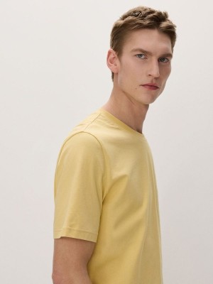 Yellow Reserved Regular Fit Cotton Men's T-shirts | ESRJ-90163