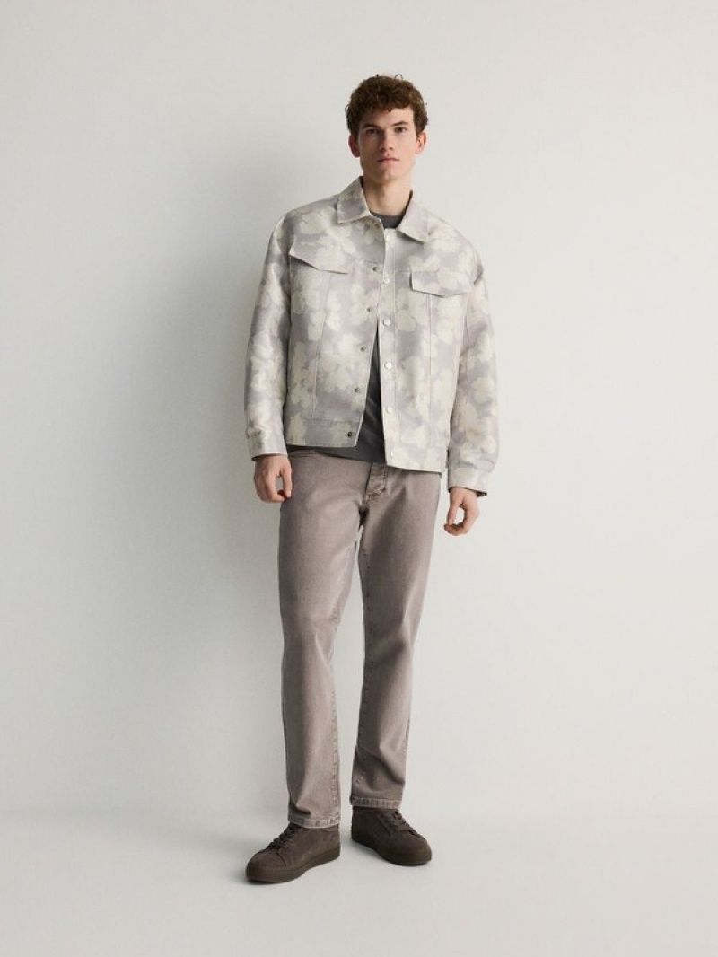 Beige Reserved A Collar Men's Jackets | FWAV-13495