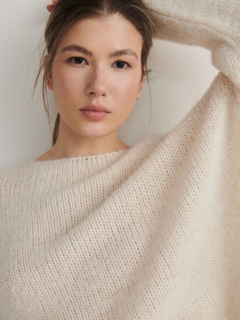 Beige Reserved Asymmetrical Women's Sweaters | WLHD-82576