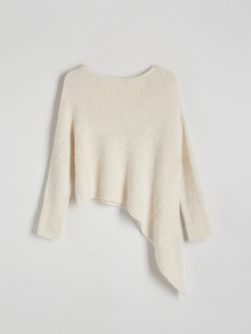 Beige Reserved Asymmetrical Women's Sweaters | WLHD-82576