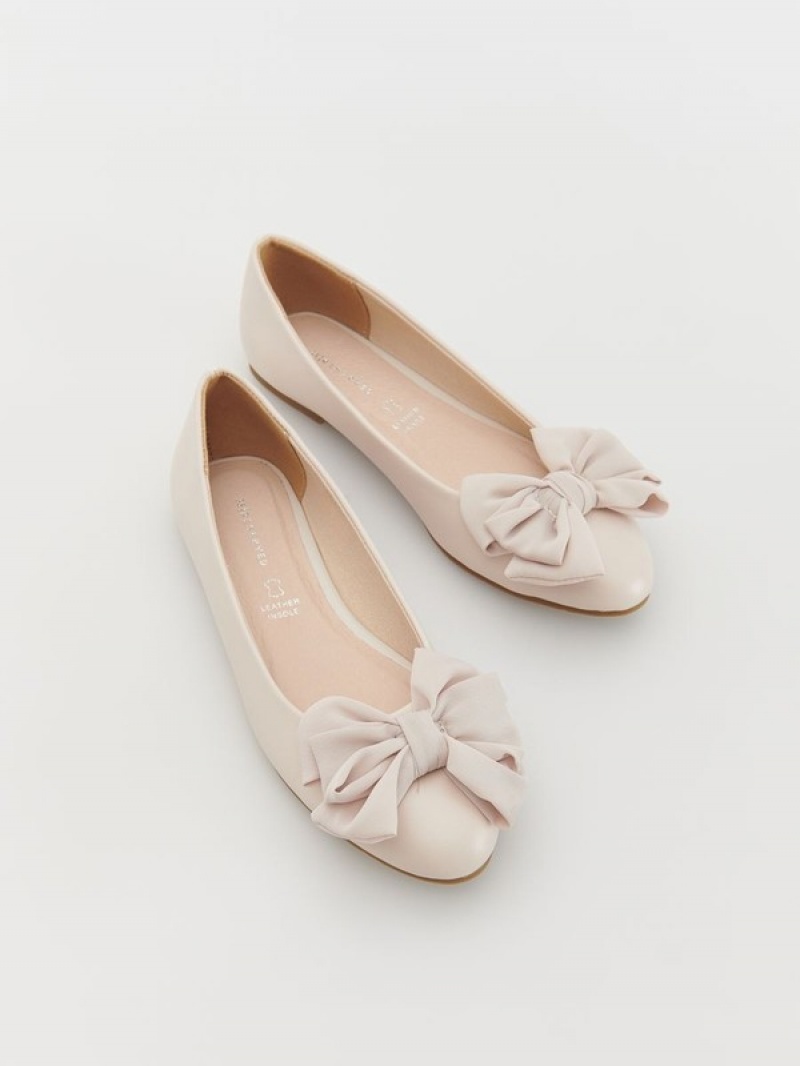 Beige Reserved Ballerinasbow Detail Girls' Shoes | ADZH-69801