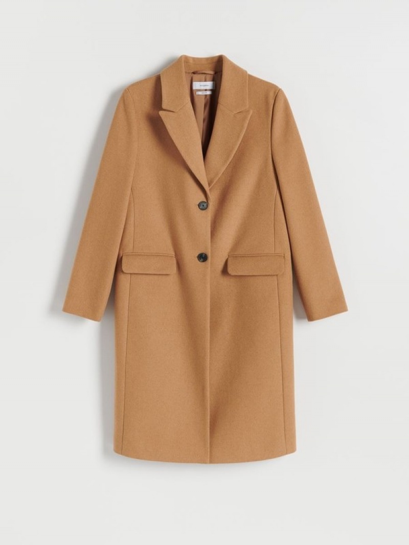 Beige Reserved Blended Wool Women's Coats | RWBJ-05372