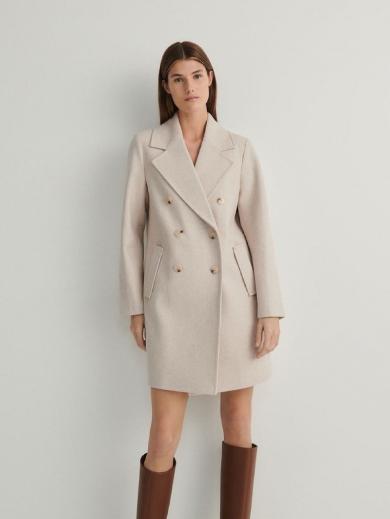 Beige Reserved Blended Wool Women's Coats | LPNO-41089