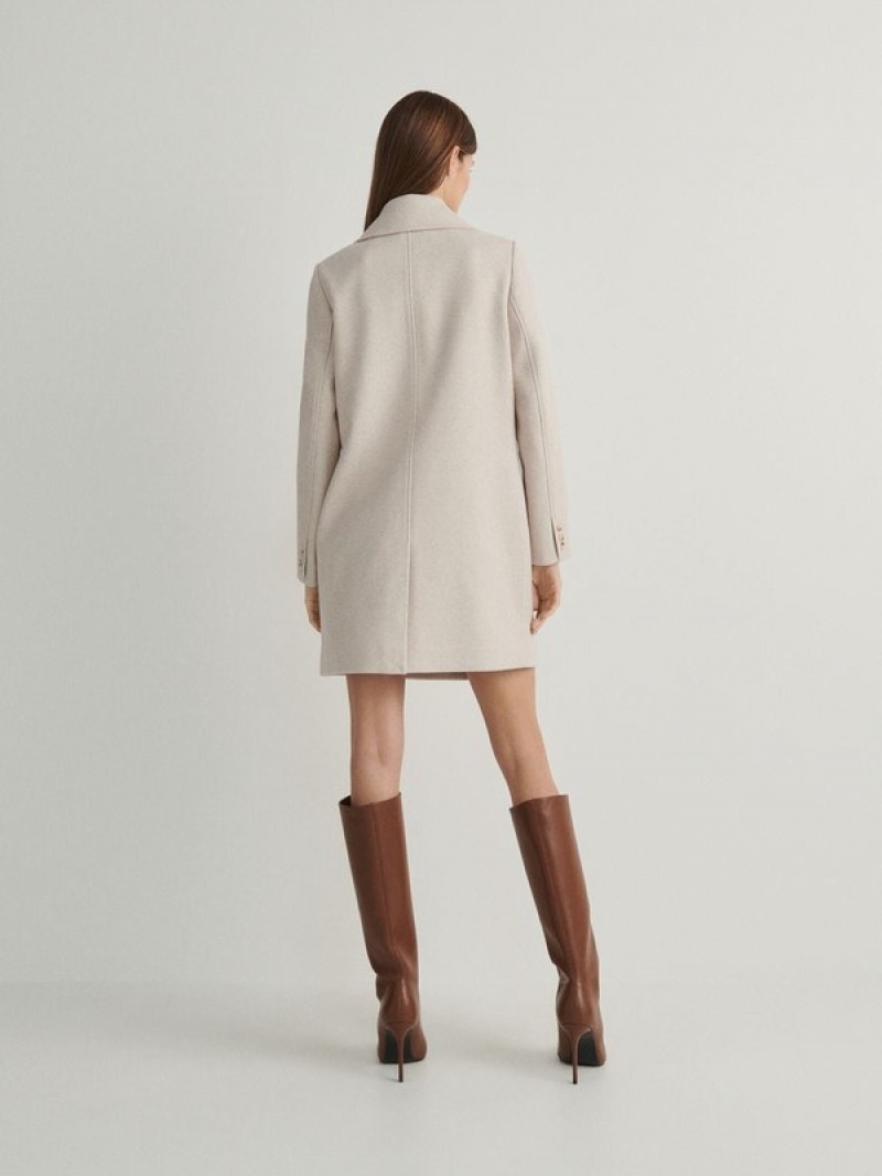 Beige Reserved Blended Wool Women's Coats | LPNO-41089