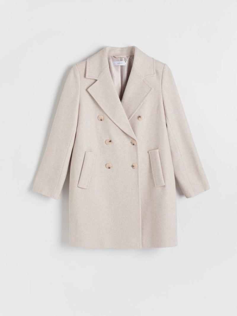 Beige Reserved Blended Wool Women's Coats | LPNO-41089