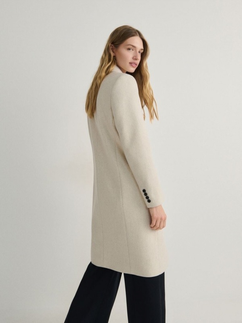 Beige Reserved Blended Wool Women's Coats | OMIW-07948