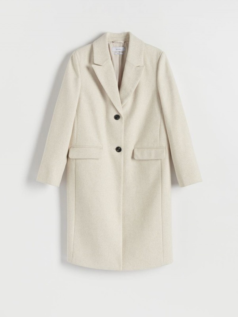 Beige Reserved Blended Wool Women's Coats | OMIW-07948