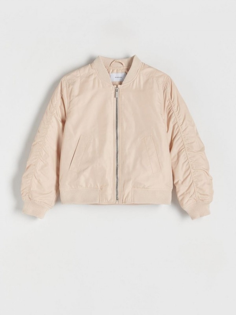 Beige Reserved Bomber Girls' Jackets | XMNQ-52489