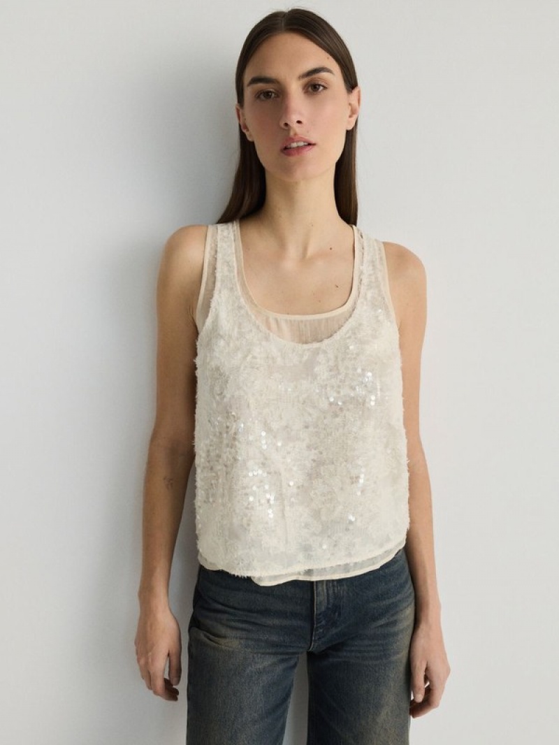 Beige Reserved Cami Top Women's Shirts | XVUI-57032