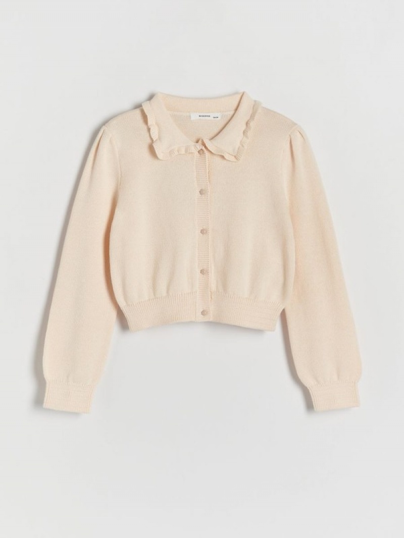 Beige Reserved Cardigancollar Girls' Sweaters | HTIY-68734