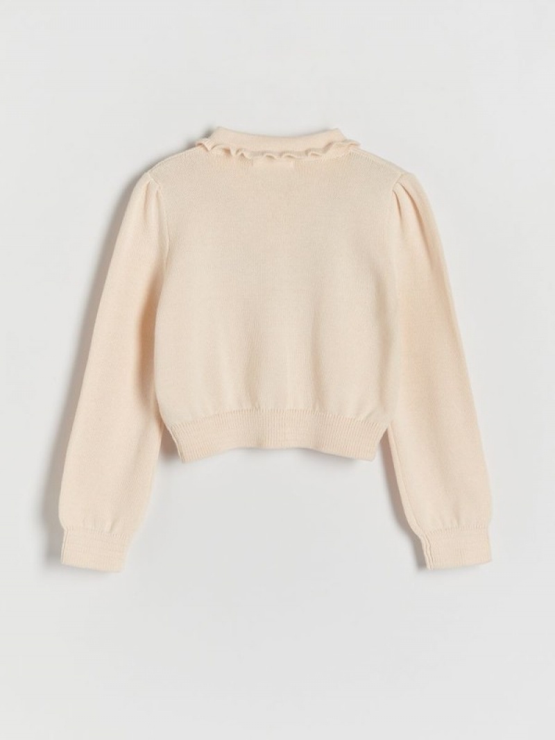 Beige Reserved Cardigancollar Girls' Sweaters | HTIY-68734