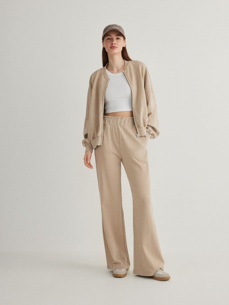 Beige Reserved Cargo Women's Trousers | OQXM-53798