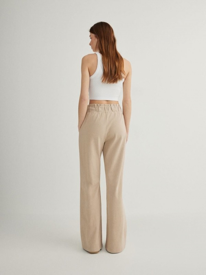 Beige Reserved Cargo Women's Trousers | OQXM-53798