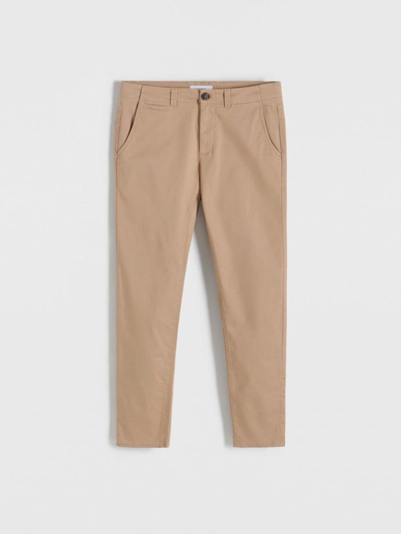 Beige Reserved Chino Slim Fit Men's Trousers | TBYZ-64135