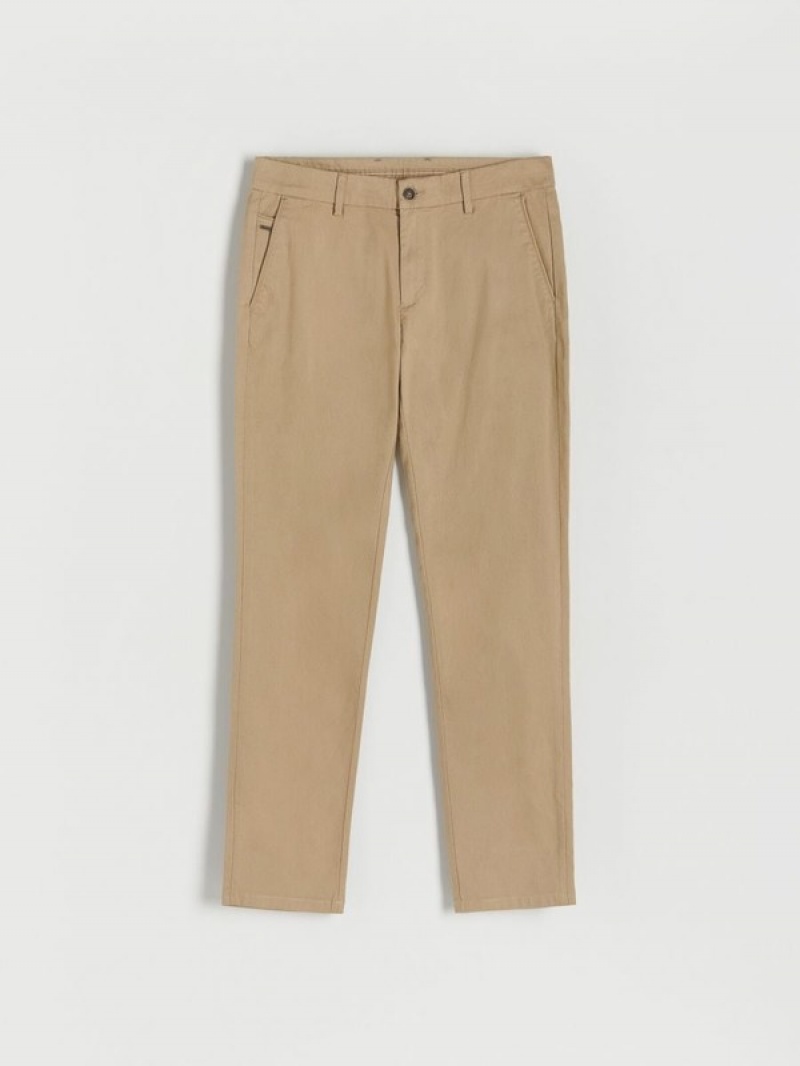 Beige Reserved Chino Slim Fit Men's Trousers | STAE-68530