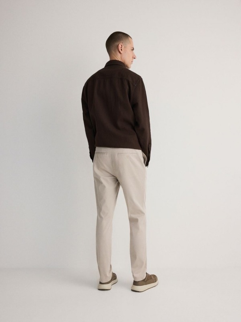 Beige Reserved Chino Slim Fit Men's Trousers | PUNS-58349