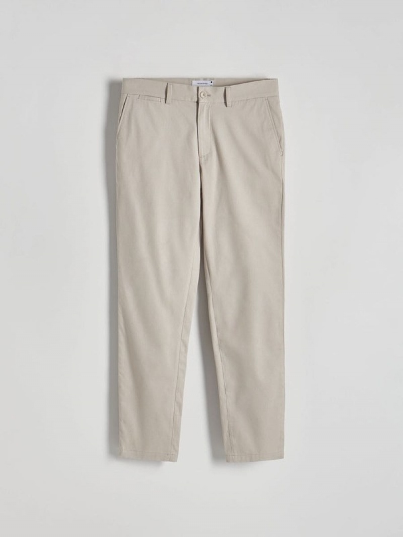 Beige Reserved Chino Slim Fit Men's Trousers | PUNS-58349