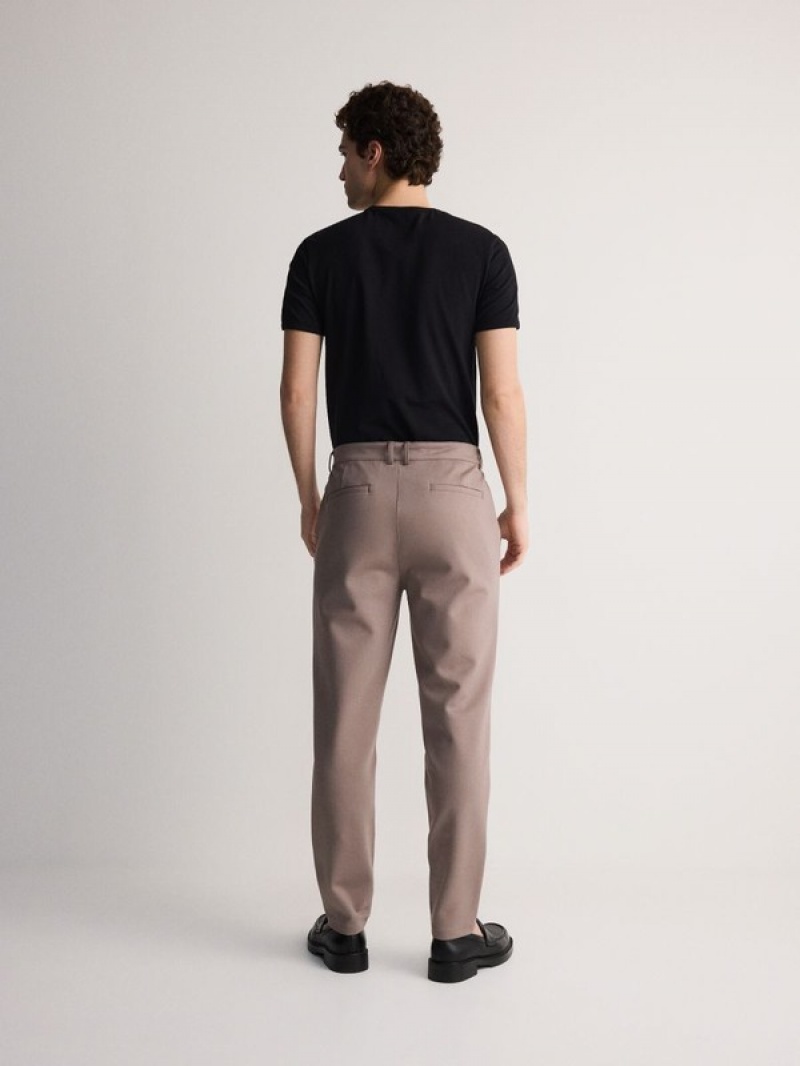 Beige Reserved Chino Slim Men's Trousers | UTLW-81720