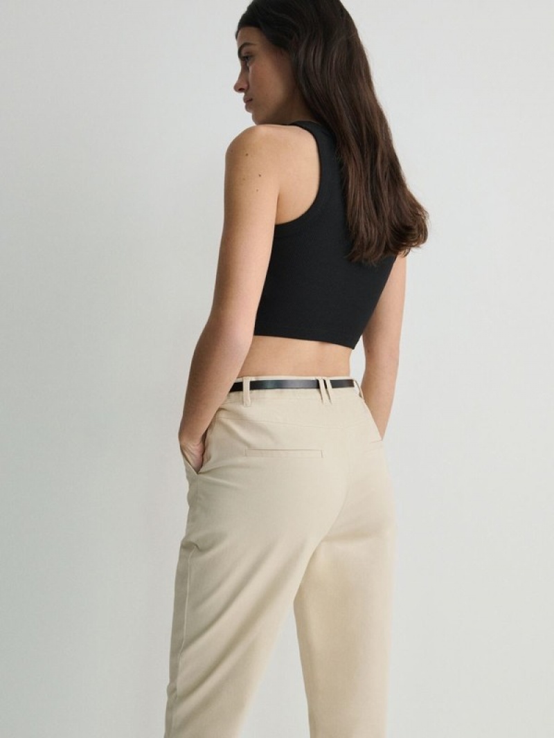 Beige Reserved Chino With Women's Trousers | UVAN-51798