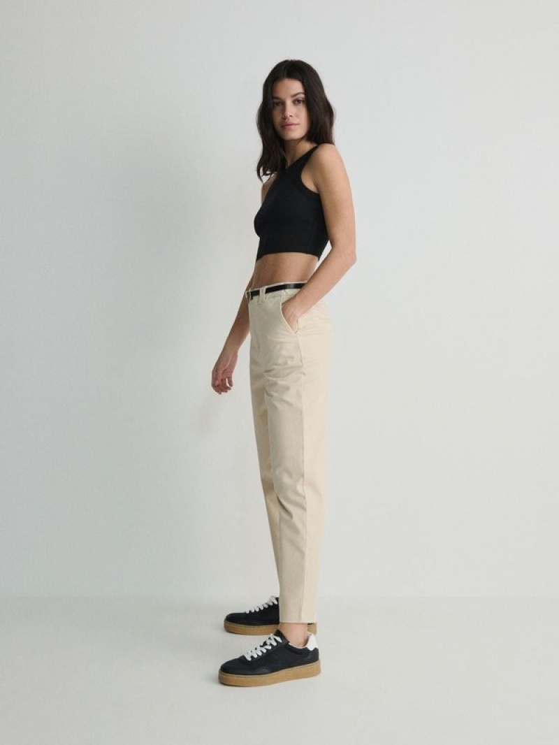 Beige Reserved Chino With Women's Trousers | UVAN-51798