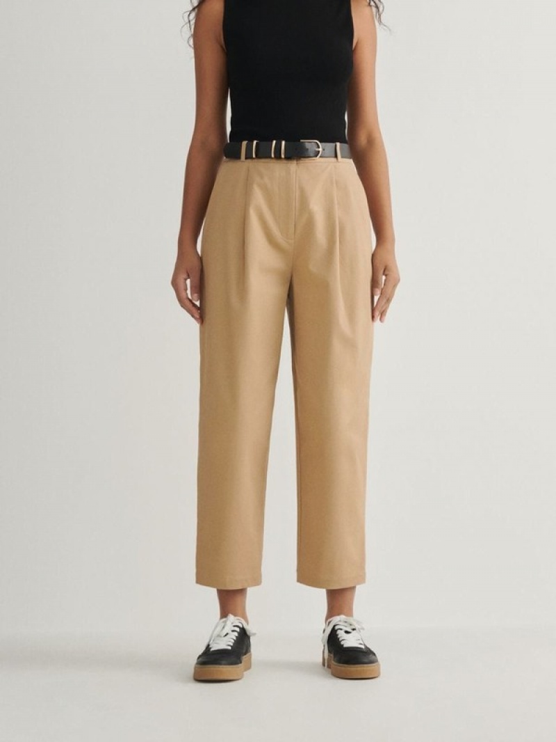 Beige Reserved Chino With Women's Trousers | BWPN-86719