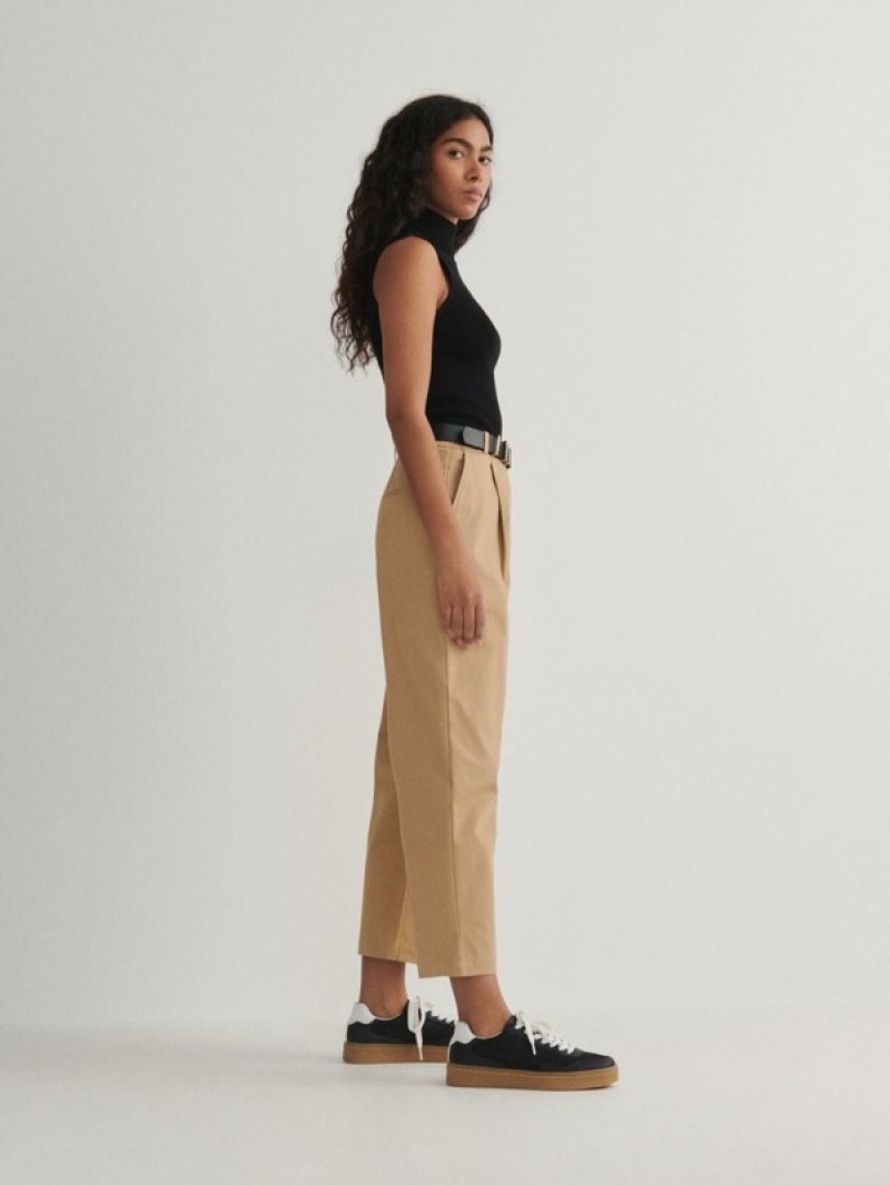 Beige Reserved Chino With Women's Trousers | BWPN-86719