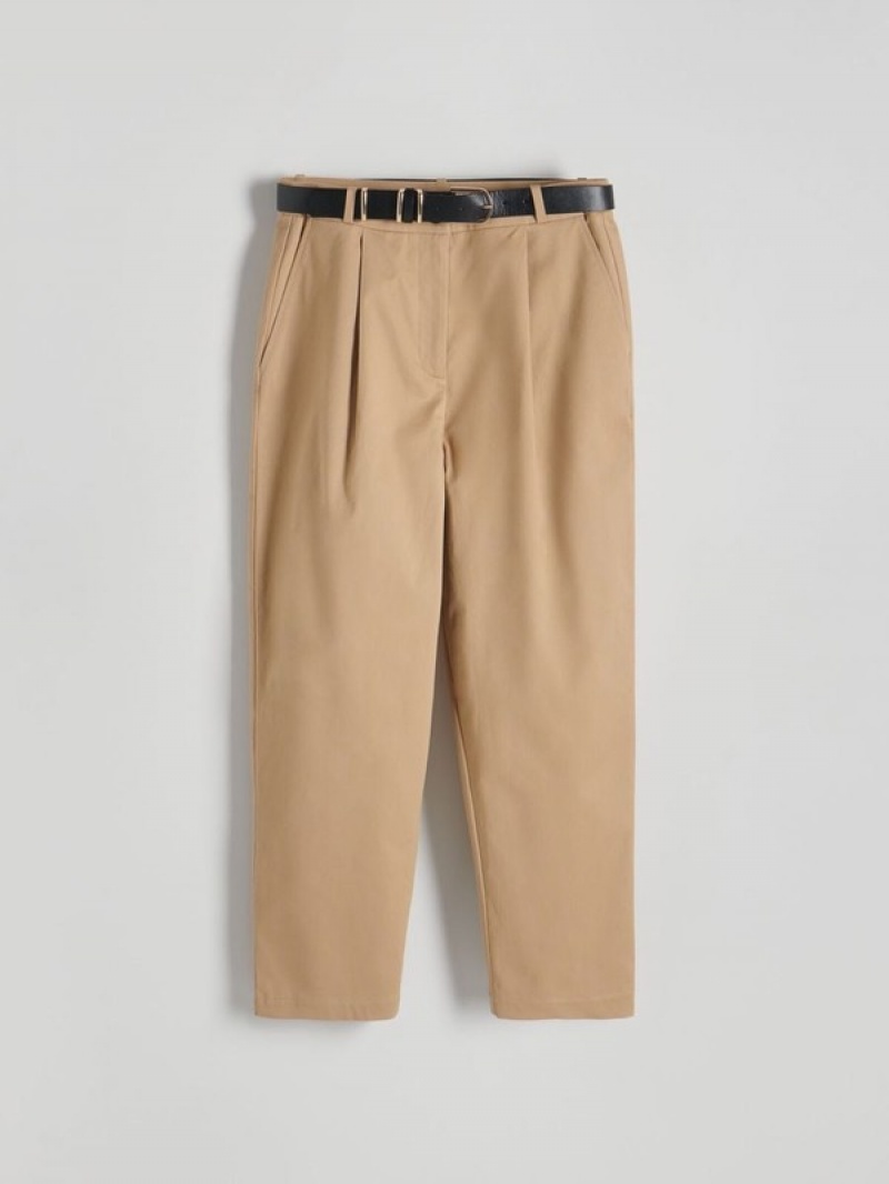 Beige Reserved Chino With Women's Trousers | BWPN-86719