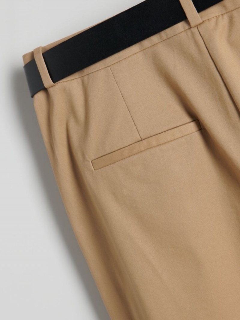 Beige Reserved Chino With Women's Trousers | BWPN-86719