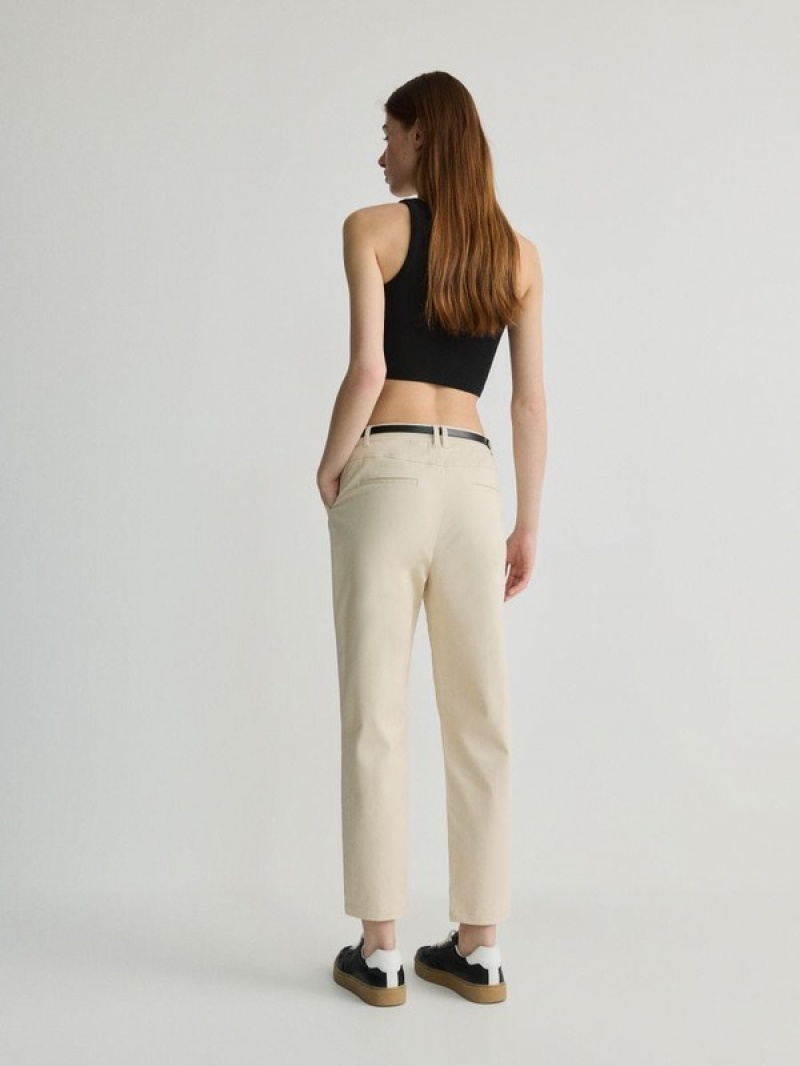 Beige Reserved Chino With Women's Trousers | QHKO-21358