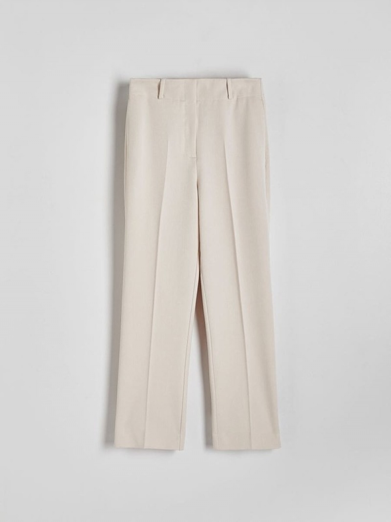 Beige Reserved Cigaretteviscose Blend Women's Trousers | AMFY-43720