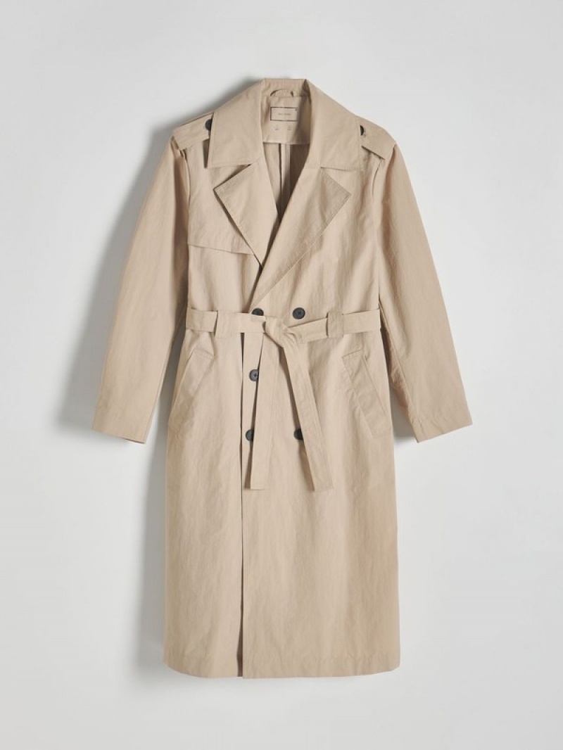 Beige Reserved Classic Design Trench Men's Coats | GFQL-93162