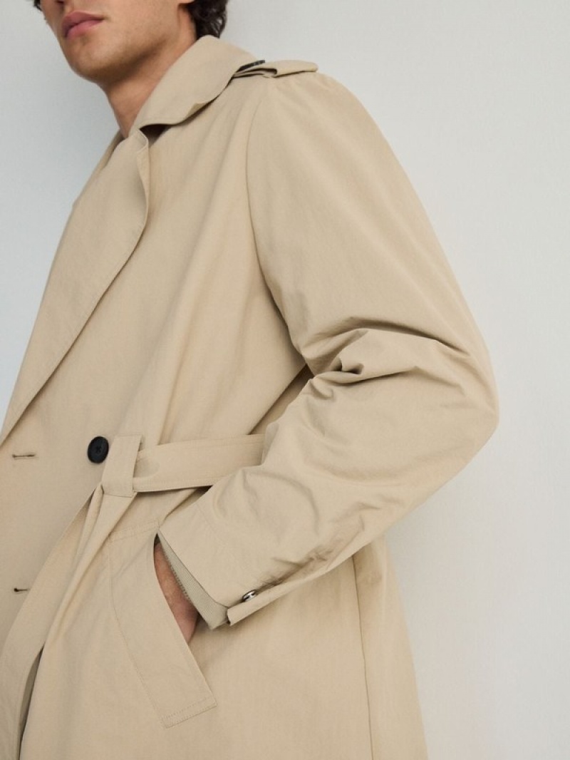 Beige Reserved Classic Design Trench Men's Coats | LFWX-58702