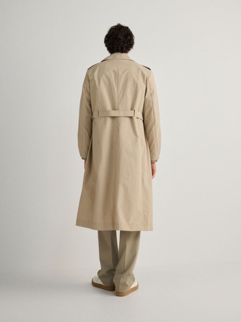 Beige Reserved Classic Design Trench Men's Coats | LFWX-58702