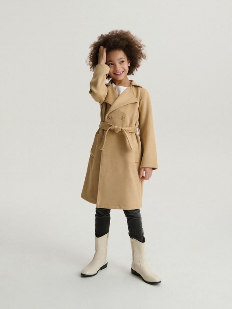 Beige Reserved Classic Trench Girls' Jackets | LNTC-90372