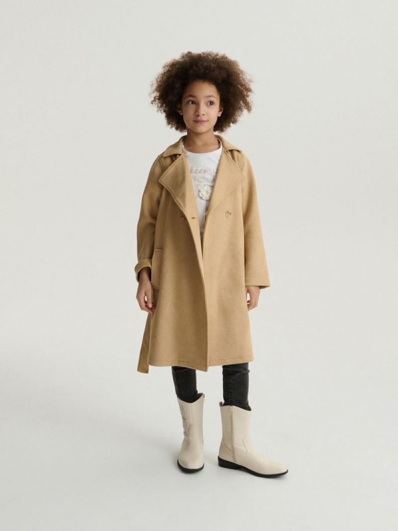 Beige Reserved Classic Trench Girls' Jackets | LNTC-90372