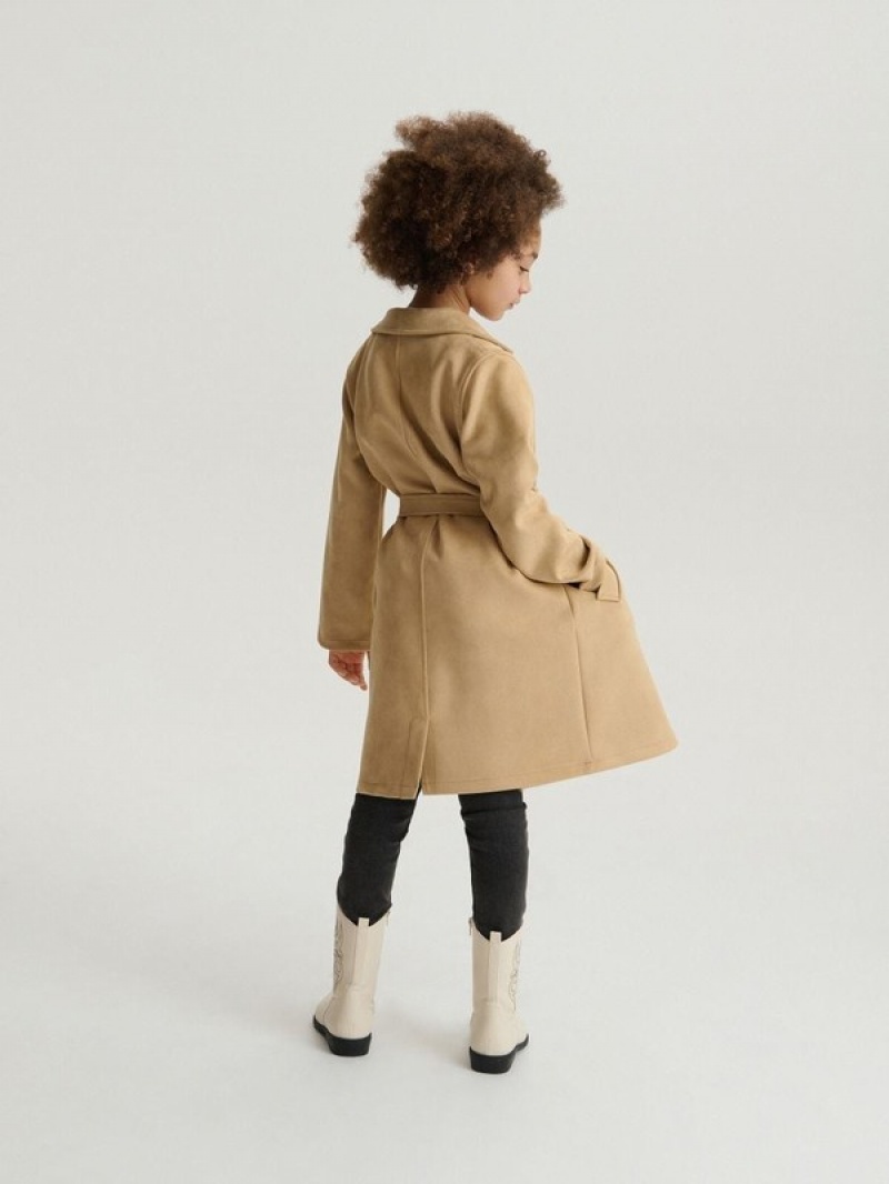 Beige Reserved Classic Trench Girls' Jackets | LNTC-90372