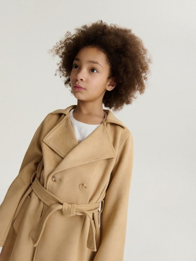 Beige Reserved Classic Trench Girls' Jackets | LNTC-90372