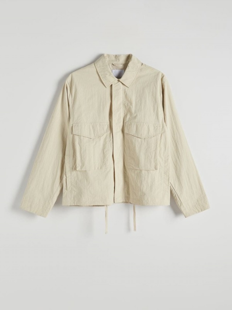 Beige Reserved Collar Men's Jackets | ECAM-85094