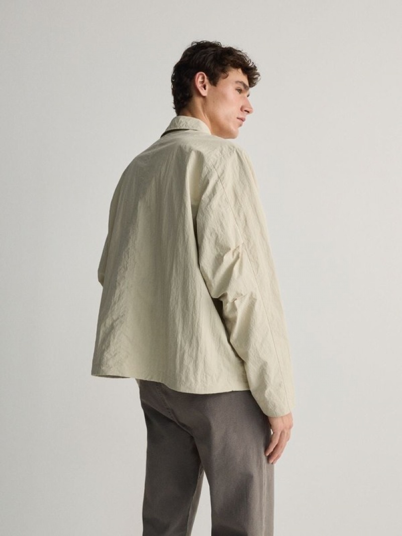 Beige Reserved Collar Men's Jackets | ECAM-85094