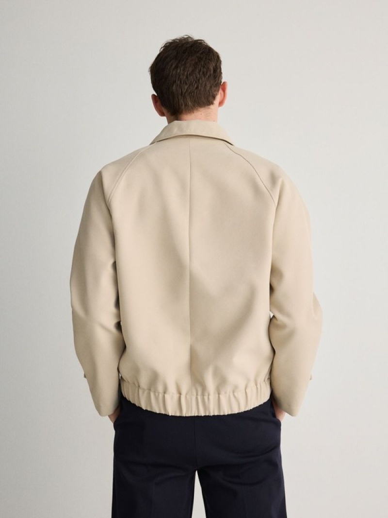 Beige Reserved Collar Men's Jackets | RYGE-52863