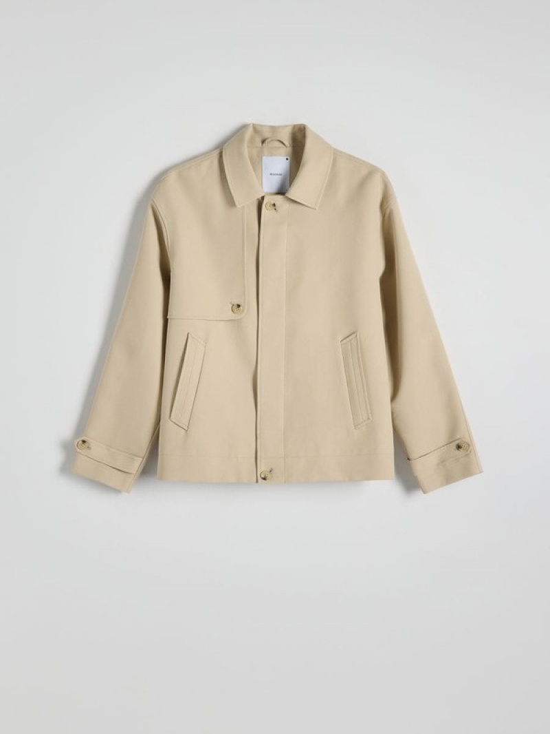 Beige Reserved Collar Men's Jackets | RYGE-52863