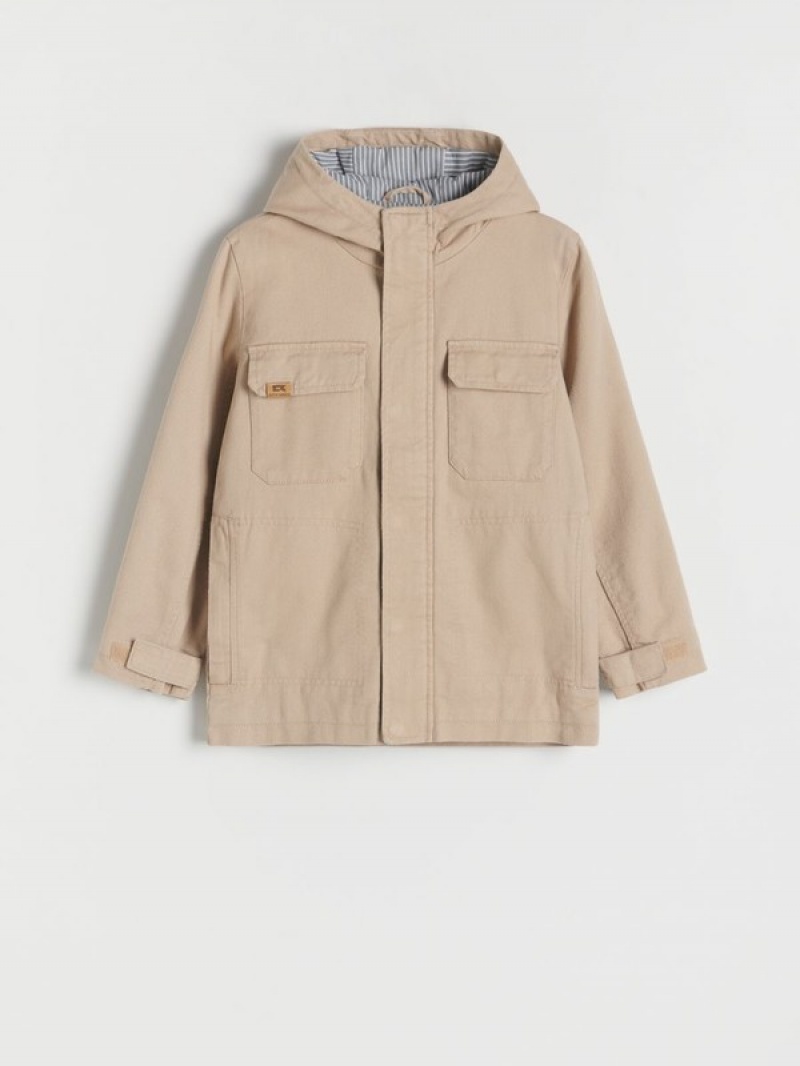 Beige Reserved Cotton Parka Boys' Jackets | YWER-10564