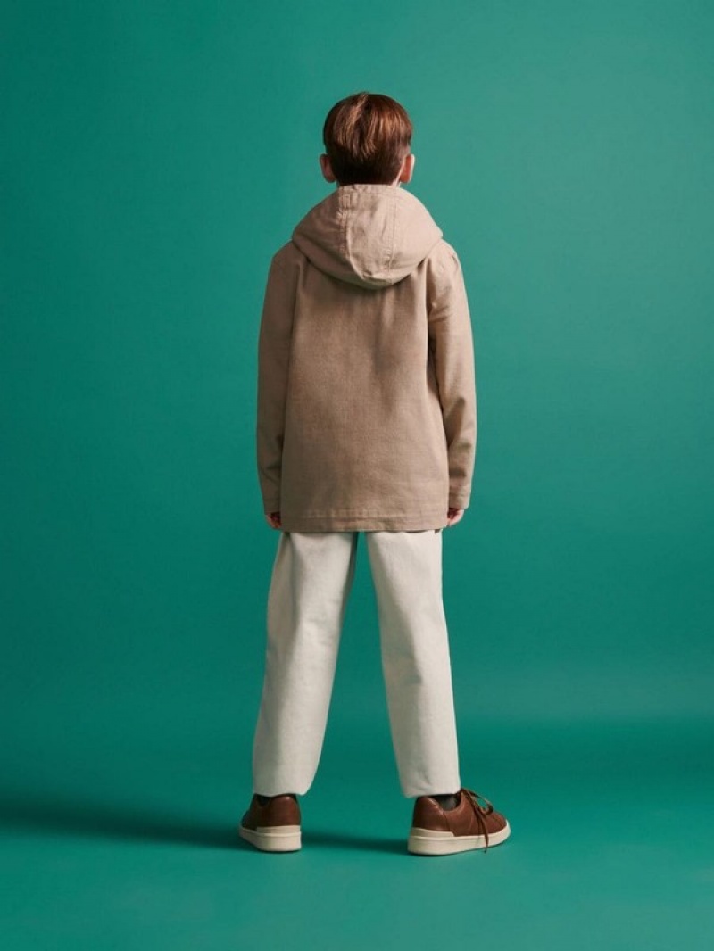 Beige Reserved Cotton Parka Boys' Jackets | YWER-10564