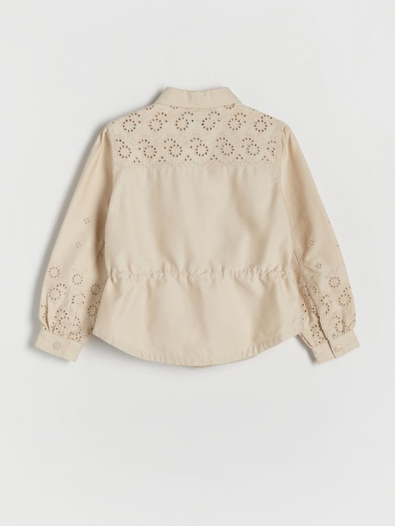 Beige Reserved Cotton Truckerembroidery Girls' Jackets | MTOX-29876