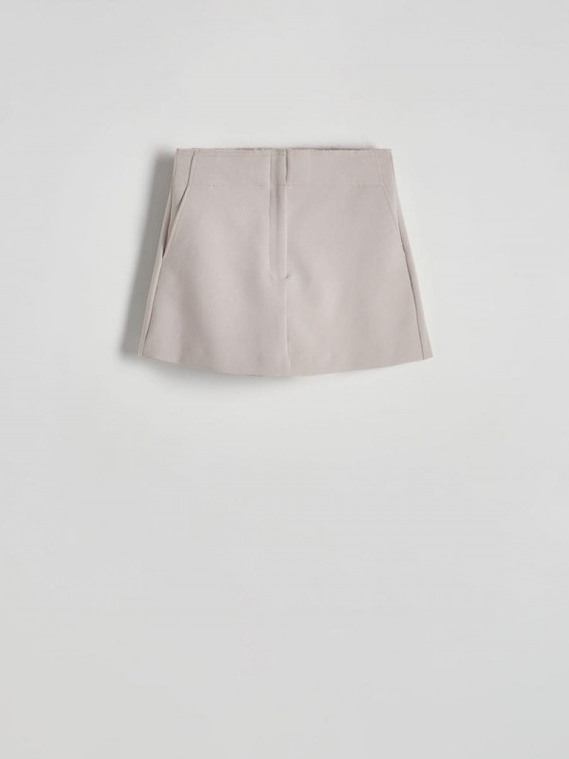 Beige Reserved Cotton Women's Shorts | UDWM-83679