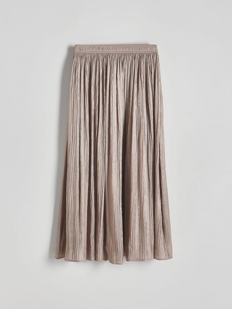 Beige Reserved Cotton Women's Skirts | DBCM-85639