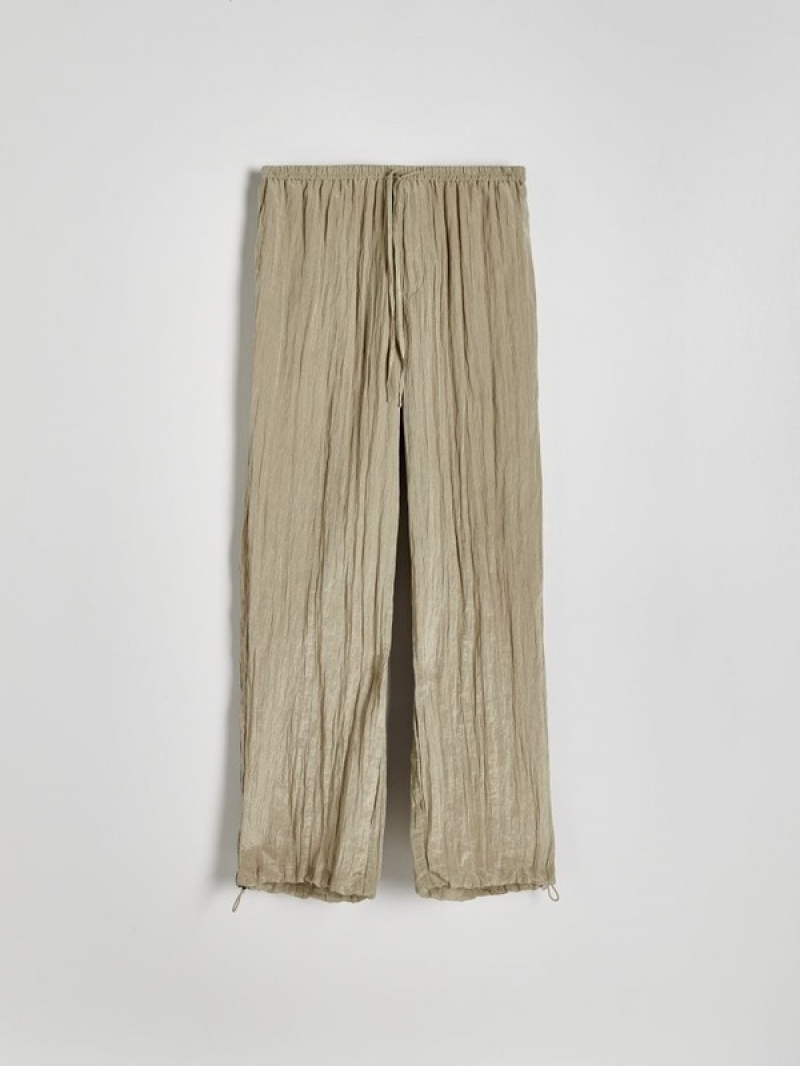 Beige Reserved Crease Effect Women's Trousers | FLOI-21980