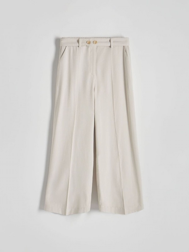 Beige Reserved Culottepressed Crease Women's Trousers | IZHC-57608